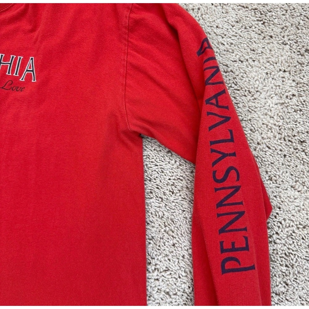 Philadelphia Pennsylvania Long Sleeve Chest Graphic T-Shirt Perrin Mens XL‎ Red - Picture 3 of 10